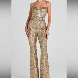 NADINE MERABI Glittering Gold Jumpsuit